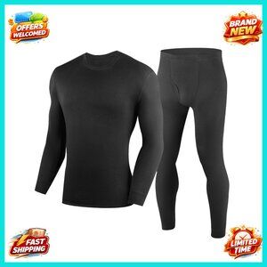 Men's 100% Merino Wool Base Layer Set, Thermal Underwear Top & Bottom, S-2XL